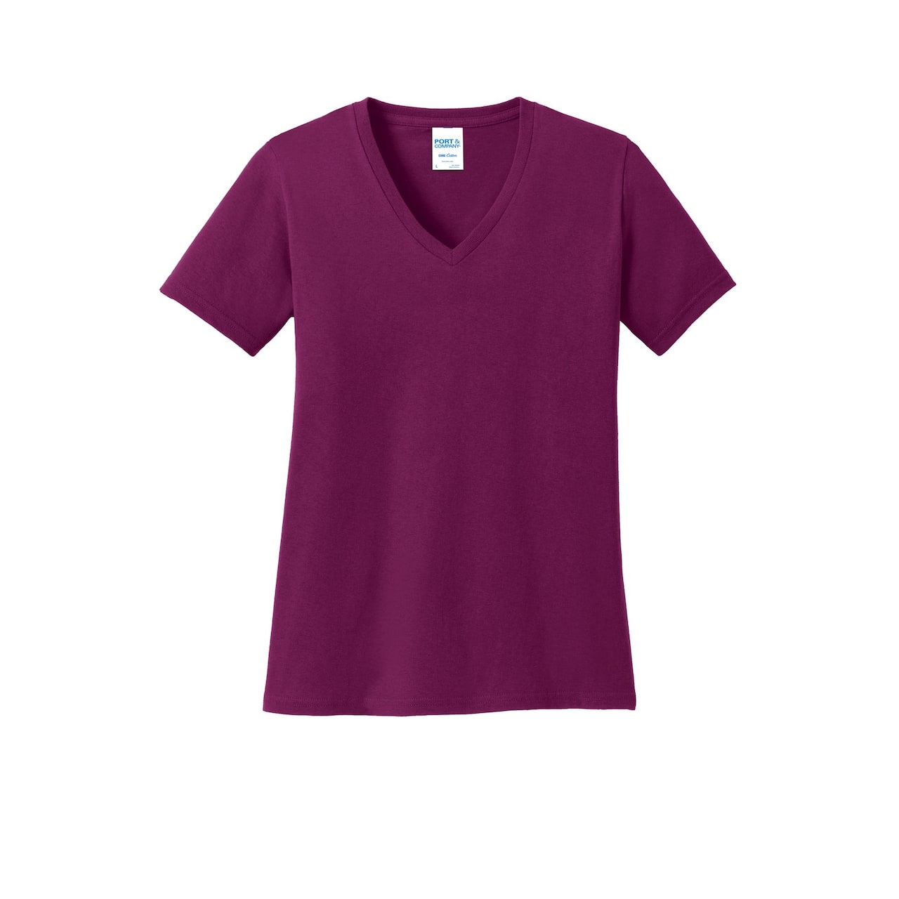 Port & Company® Brights Core Cotton V-Neck Ladies T-Shirt